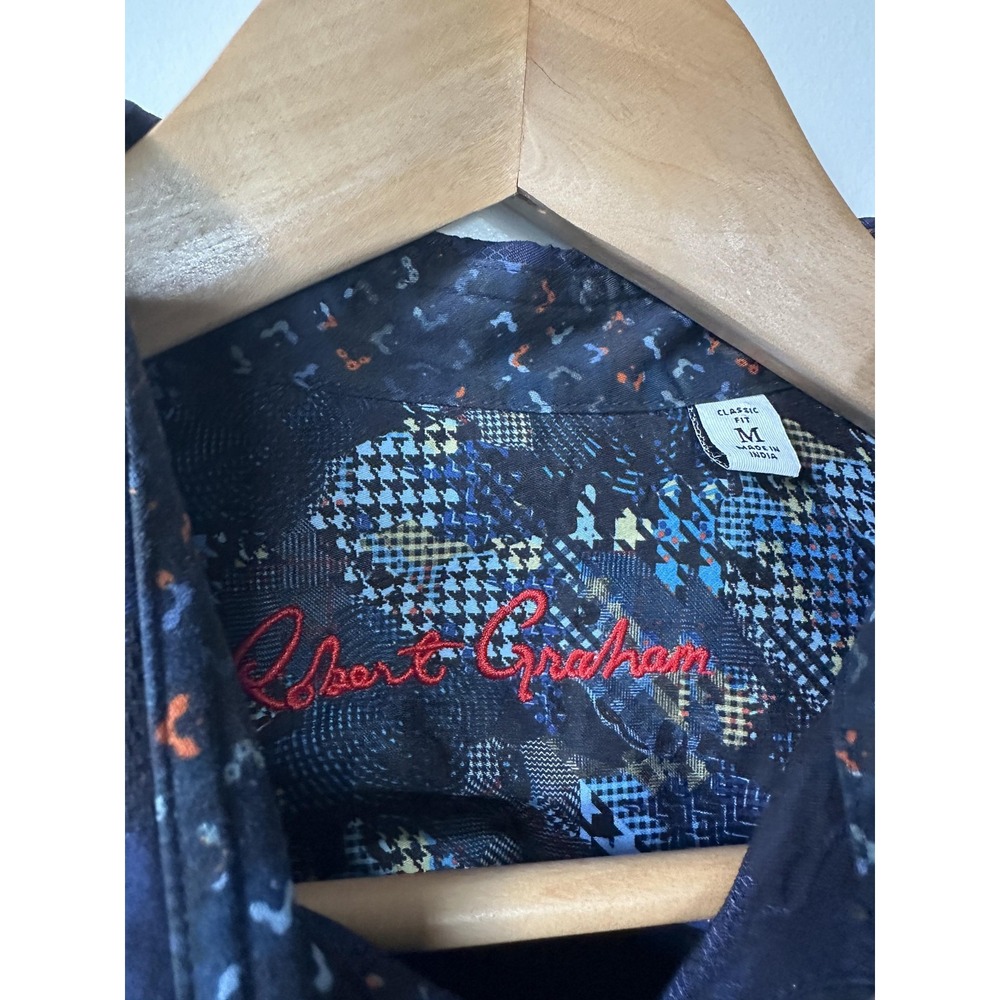 Robert Graham Shirt Mens Medium Blue Floral Jacquard Button Down Contrast Cuffs - Picture 3 of 6